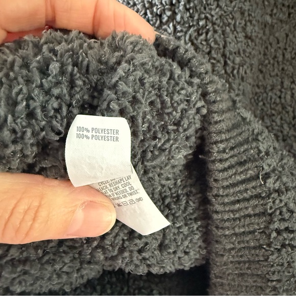 Aerie Dream Sherpa Charcoal Fleece Quarter Zip Soft Sweater Medium - Picture 7 of 7